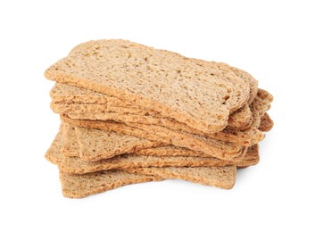 Stack of fresh rye crispbreads isolated on white