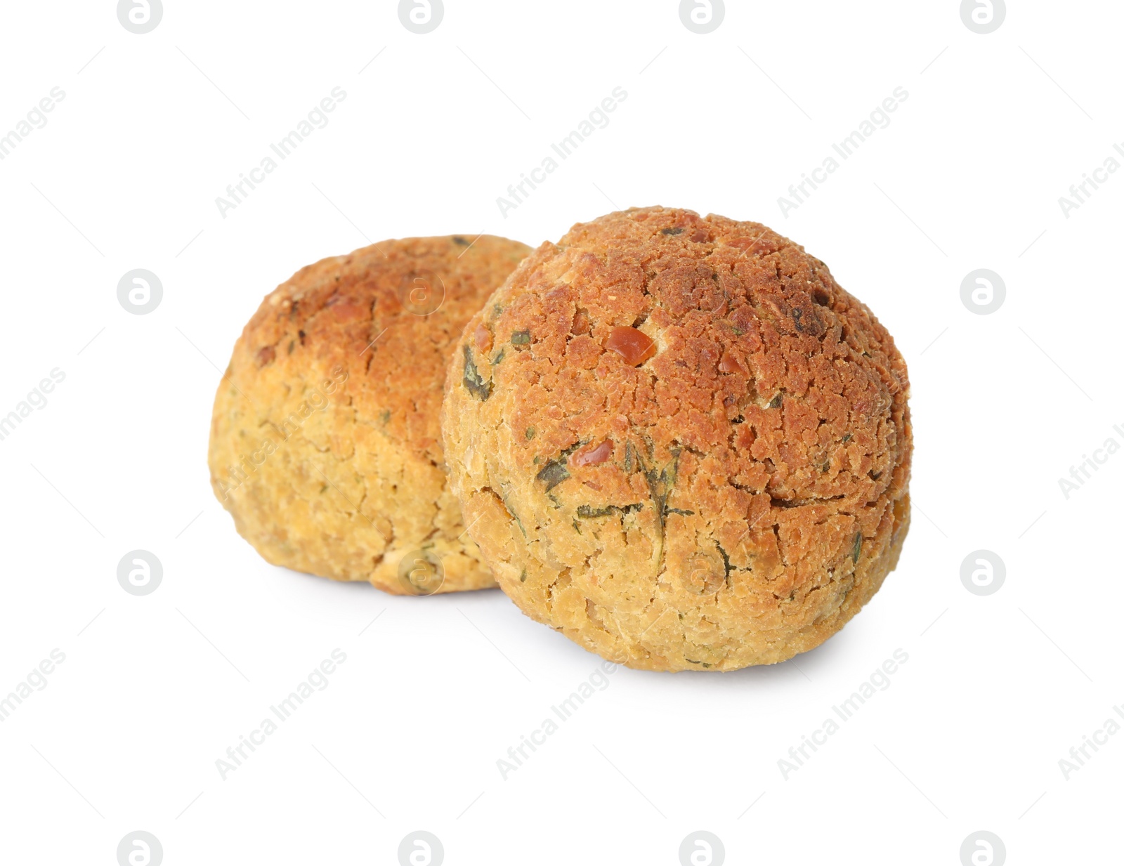 Photo of Delicious fried falafel balls on white background