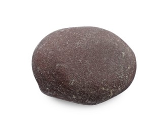 Photo of One dark grey stone isolated on white, top view