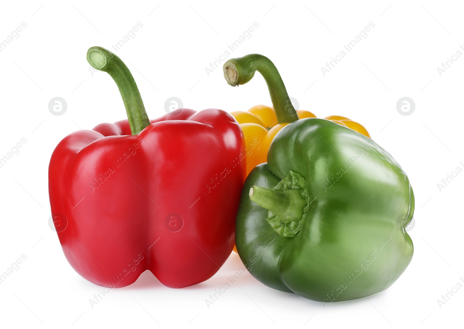 Photo of Fresh ripe bell peppers isolated on white