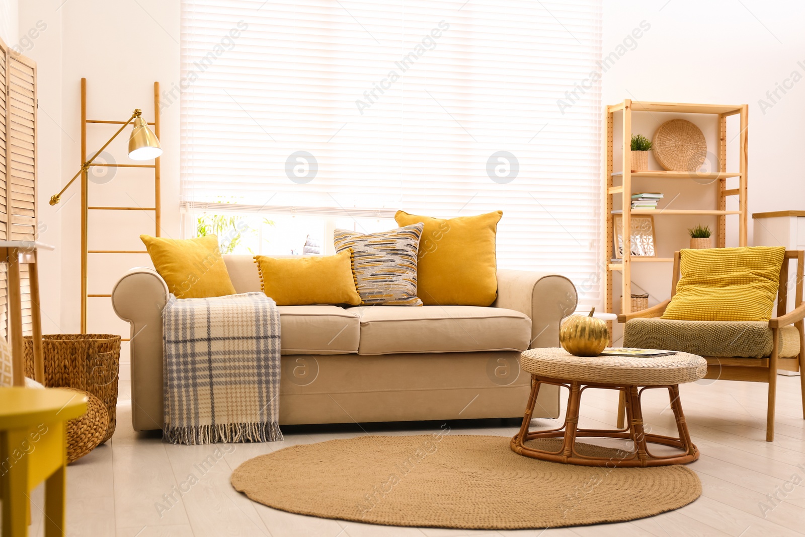 Photo of Modern living room interior with stylish furniture