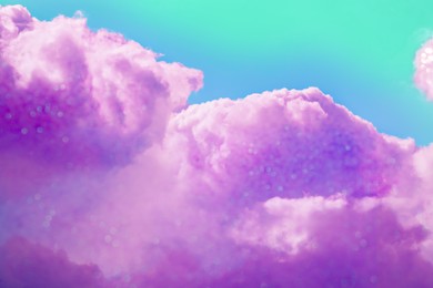 Image of Magic sky with fluffy glittering violet clouds