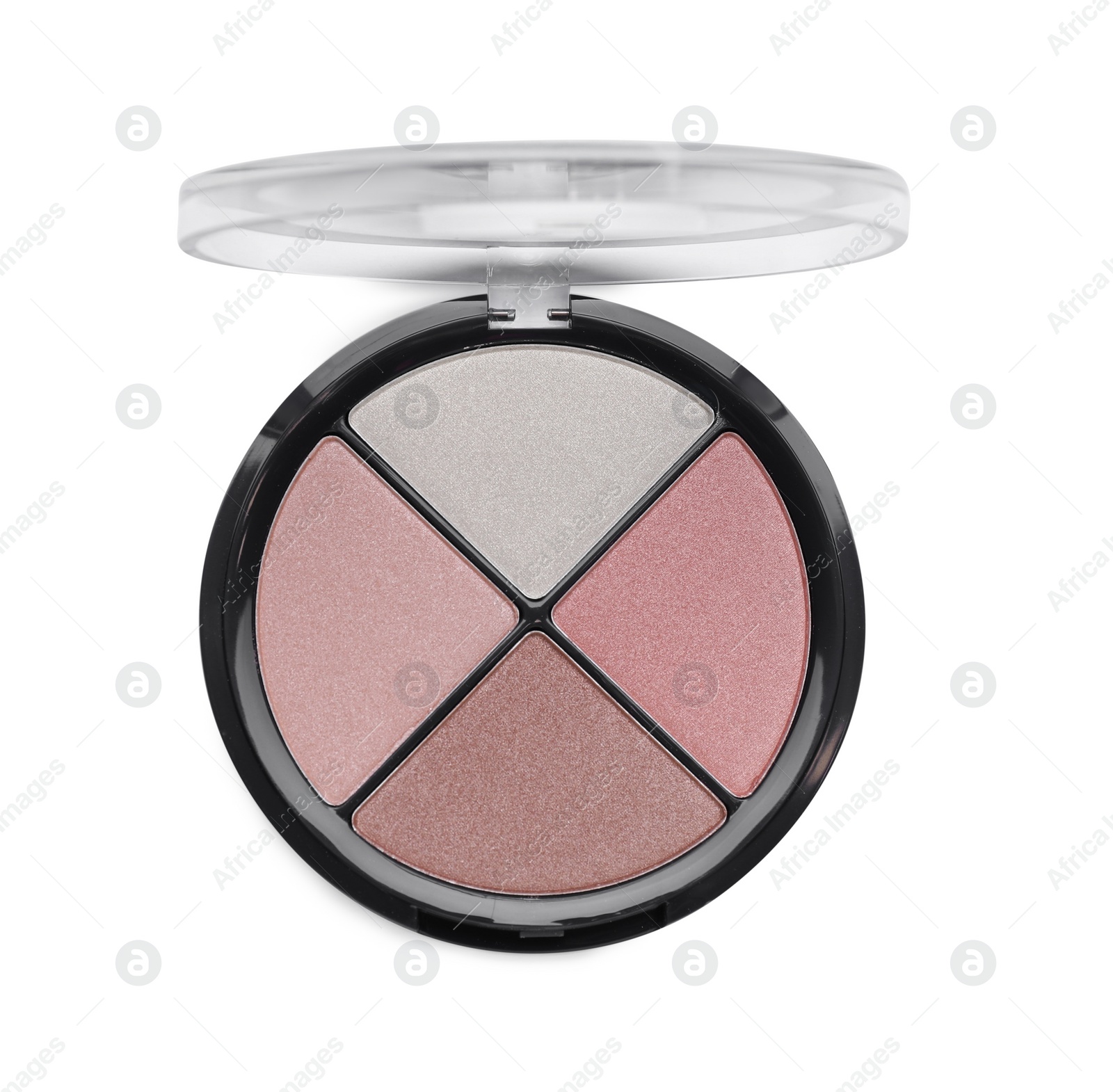 Photo of Colorful contouring palette on white background, top view. Professional cosmetic product