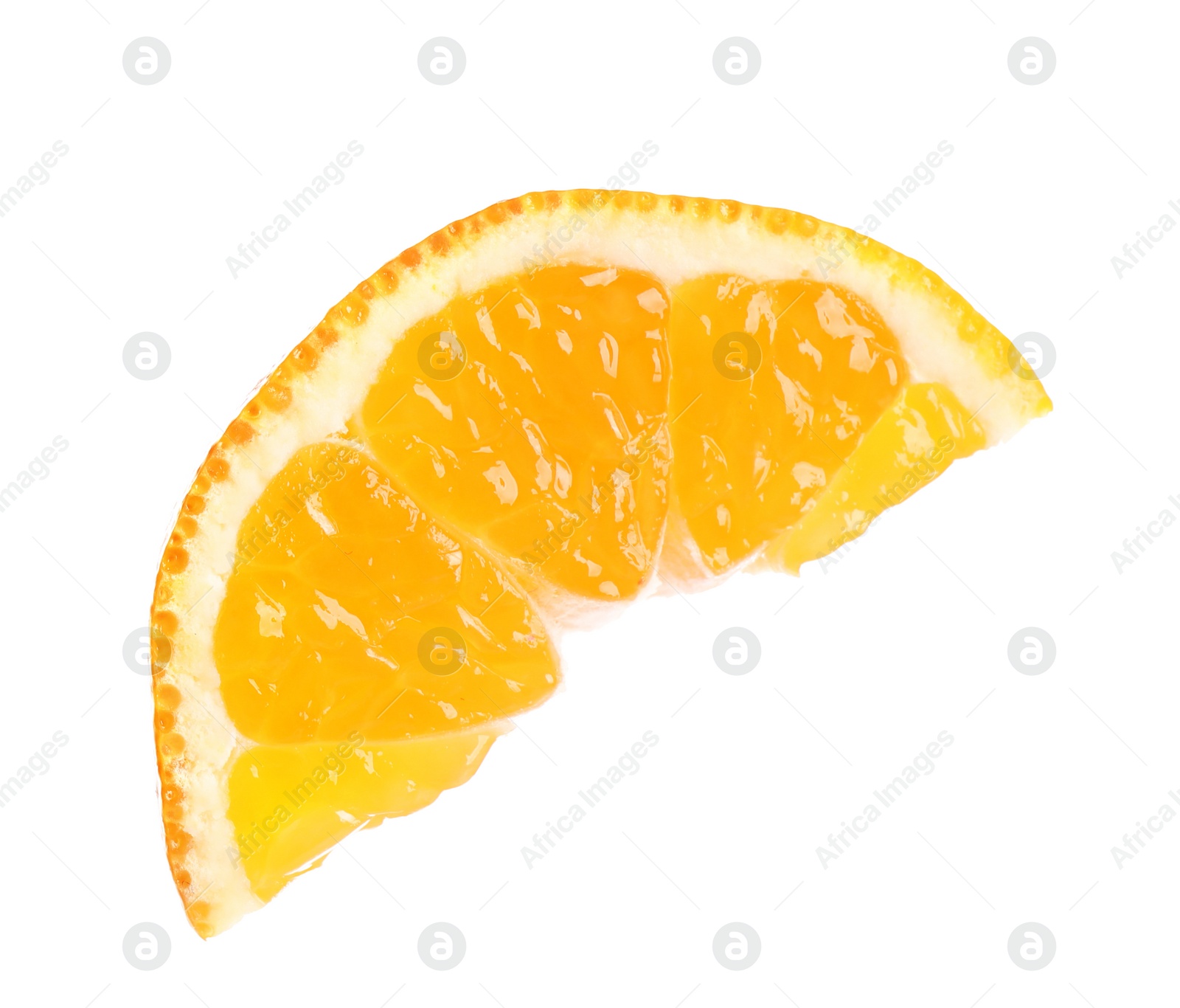 Photo of Fresh juicy tangerine segment isolated on white