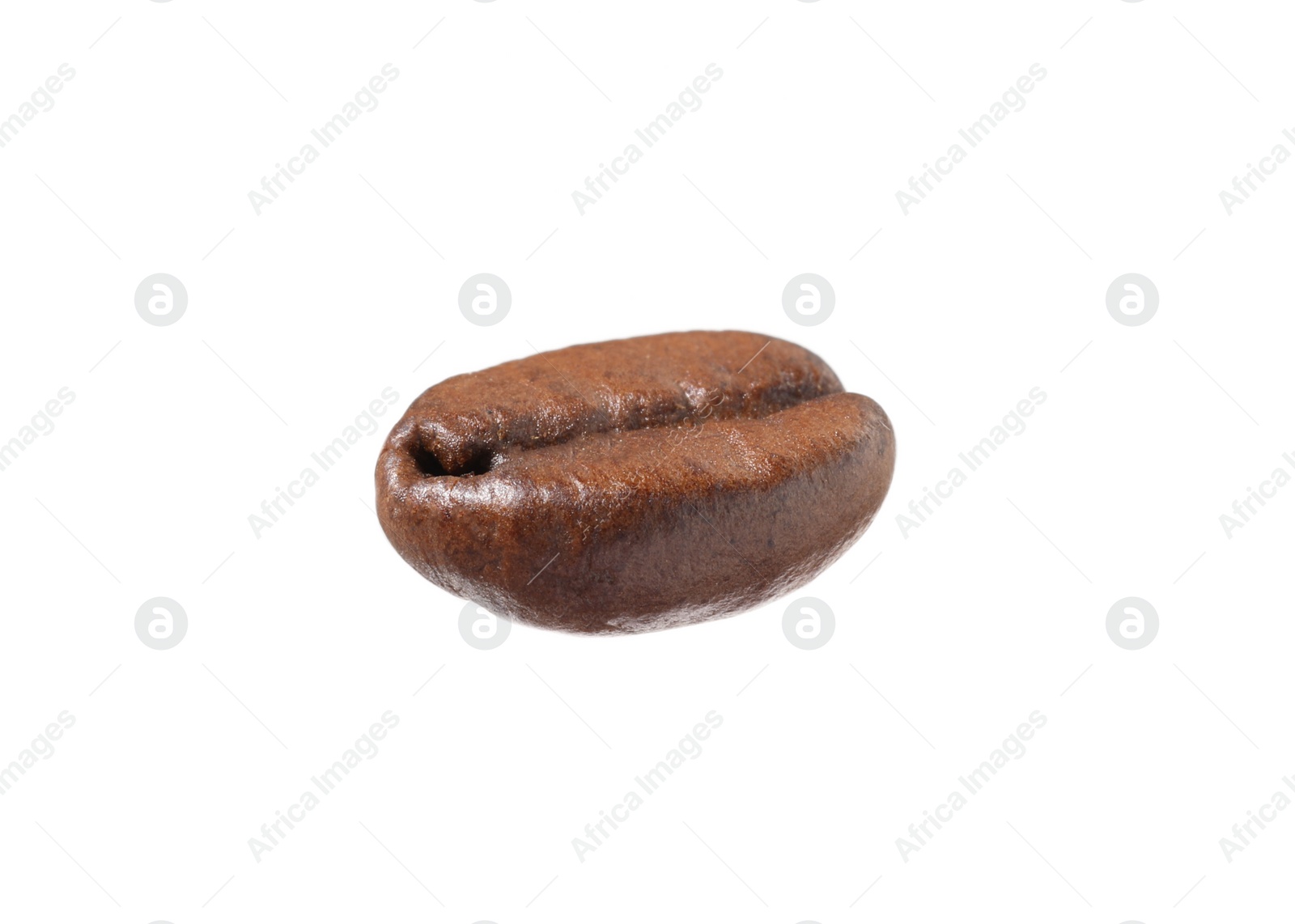 Photo of One aromatic coffee bean isolated on white