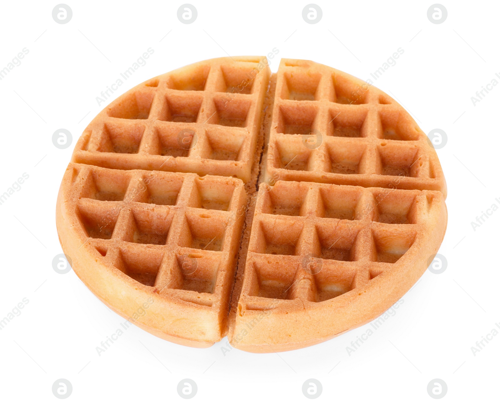 Photo of One tasty Belgian waffle isolated on white