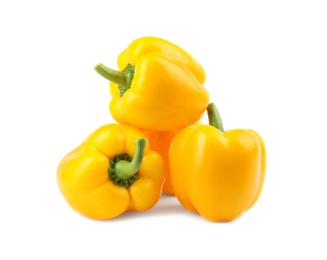 Ripe yellow bell peppers isolated on white