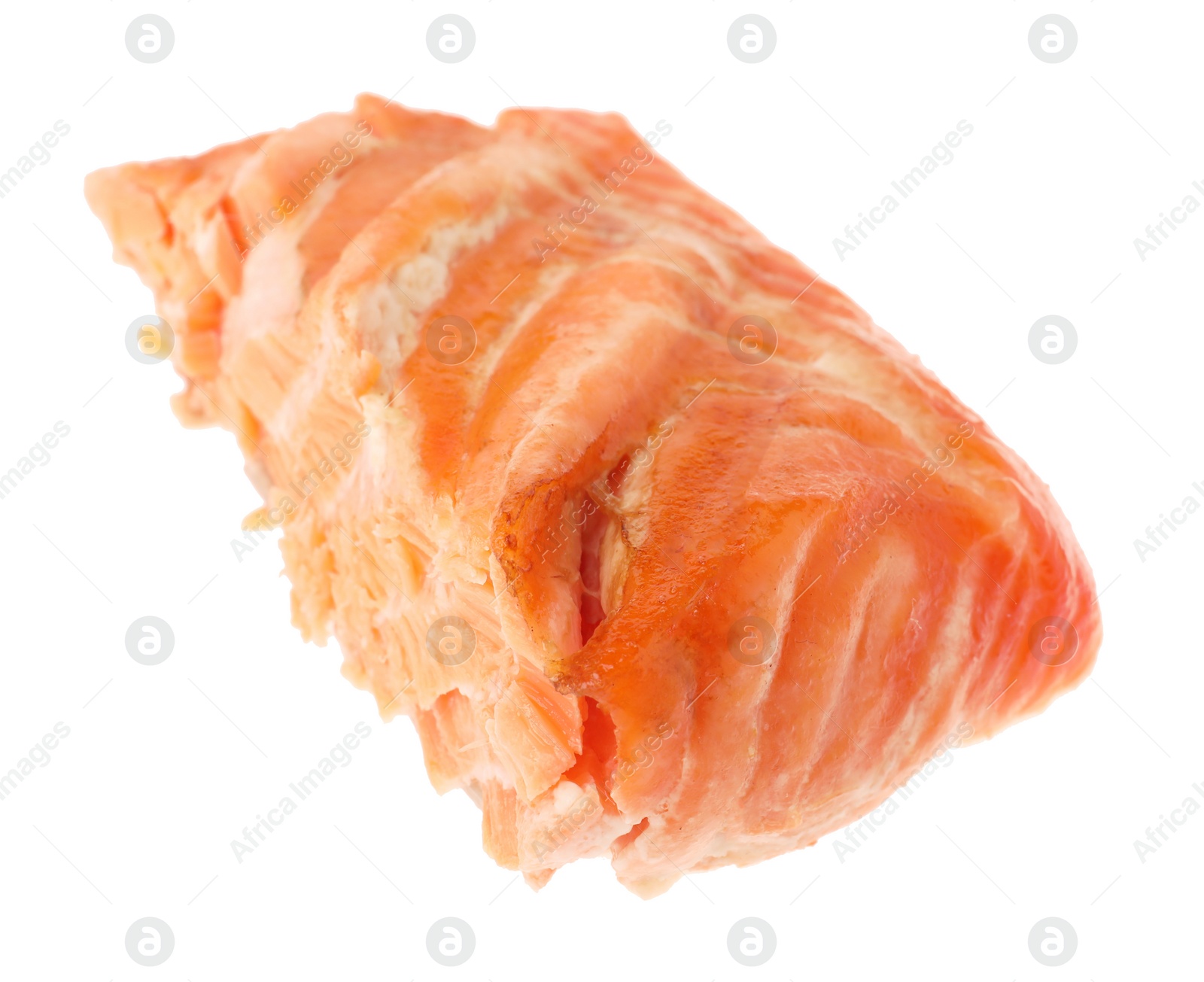 Photo of Piece of tasty grilled salmon isolated on white