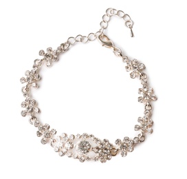 Photo of Stylish necklace with gemstones isolated on white. Luxury jewelry