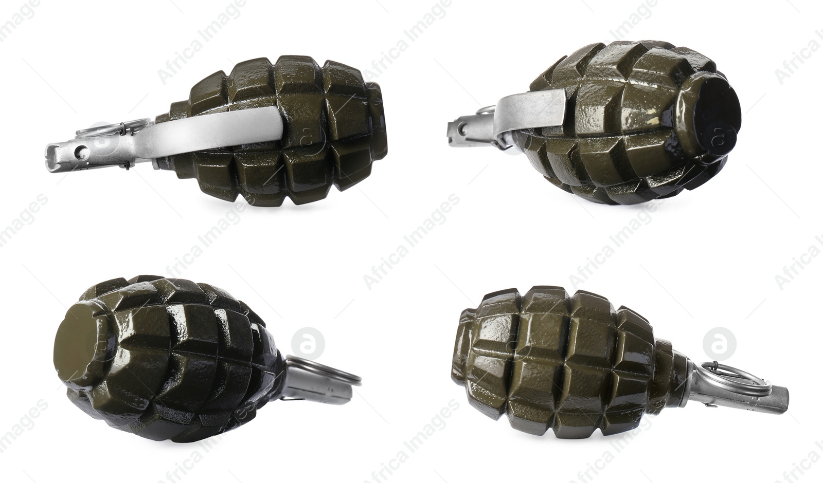 Image of Set with hand grenades on white background