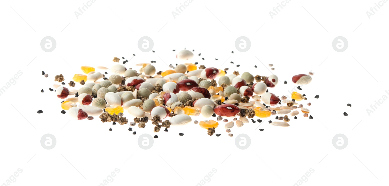 Photo of Mix of vegetable seeds on white background