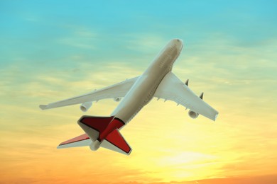 Image of View of airplane in beautiful sky. Travel concept