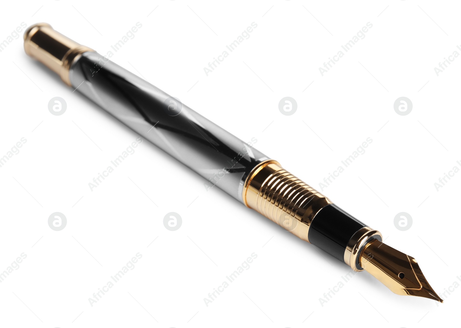 Photo of Beautiful fountain pen with ornate nib isolated on white