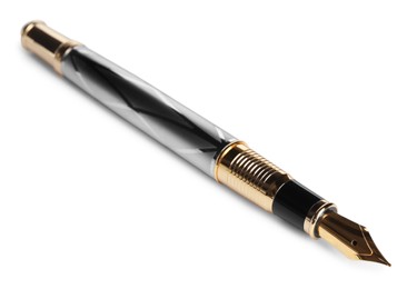 Beautiful fountain pen with ornate nib isolated on white