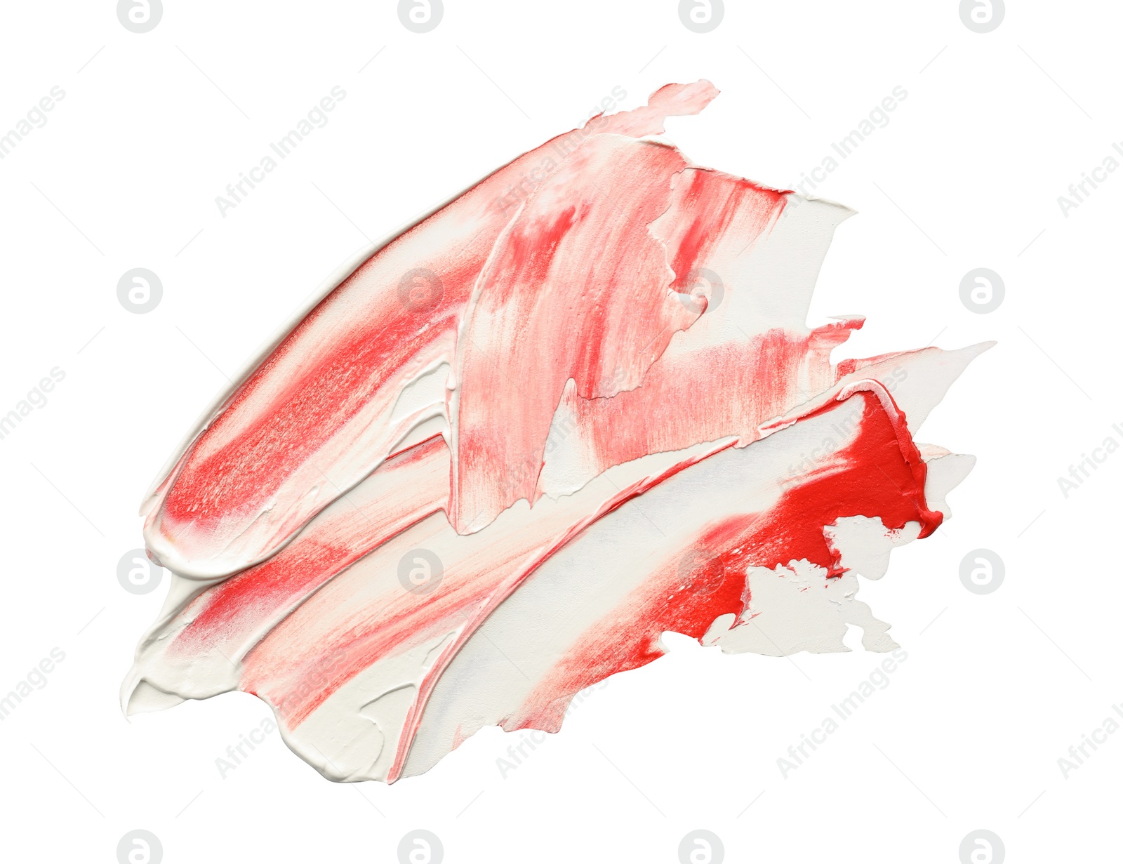 Photo of Colorful oil paint strokes on white background, top view