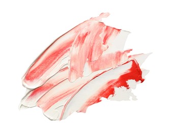 Colorful oil paint strokes on white background, top view