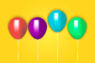 Illustration of Different balloons on yellow background