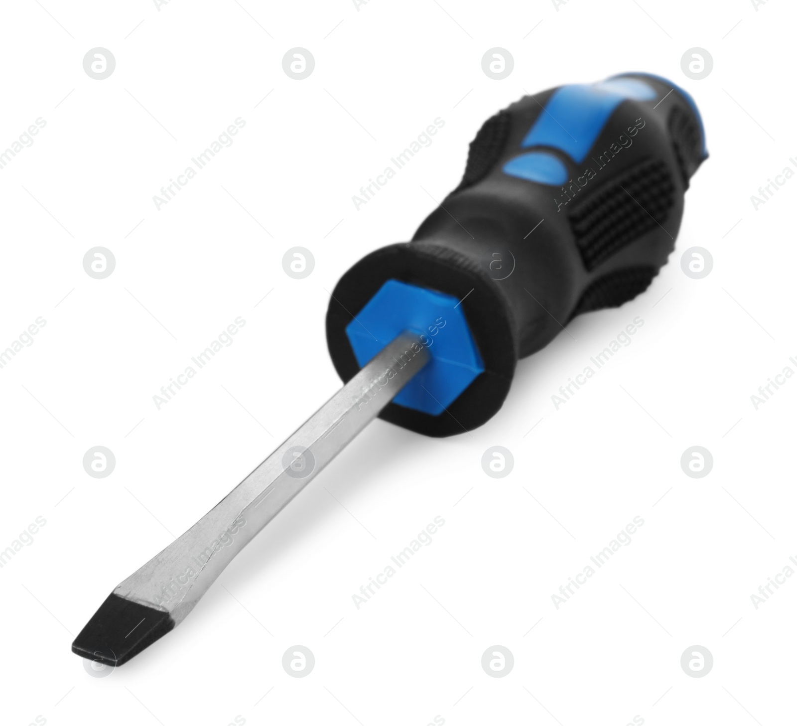 Photo of One screwdriver with color handle isolated on white