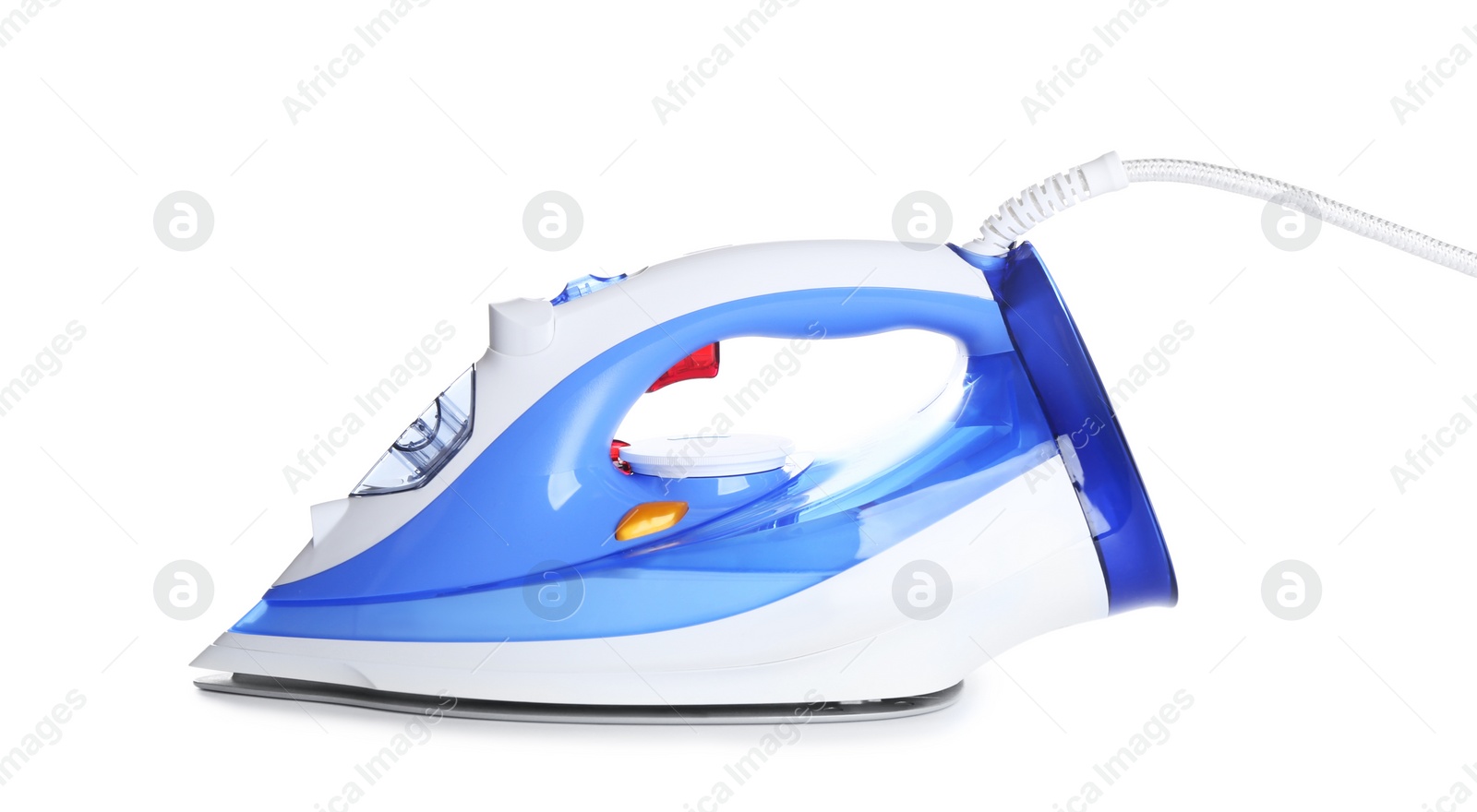 Photo of Modern electric iron on white background. Household appliance