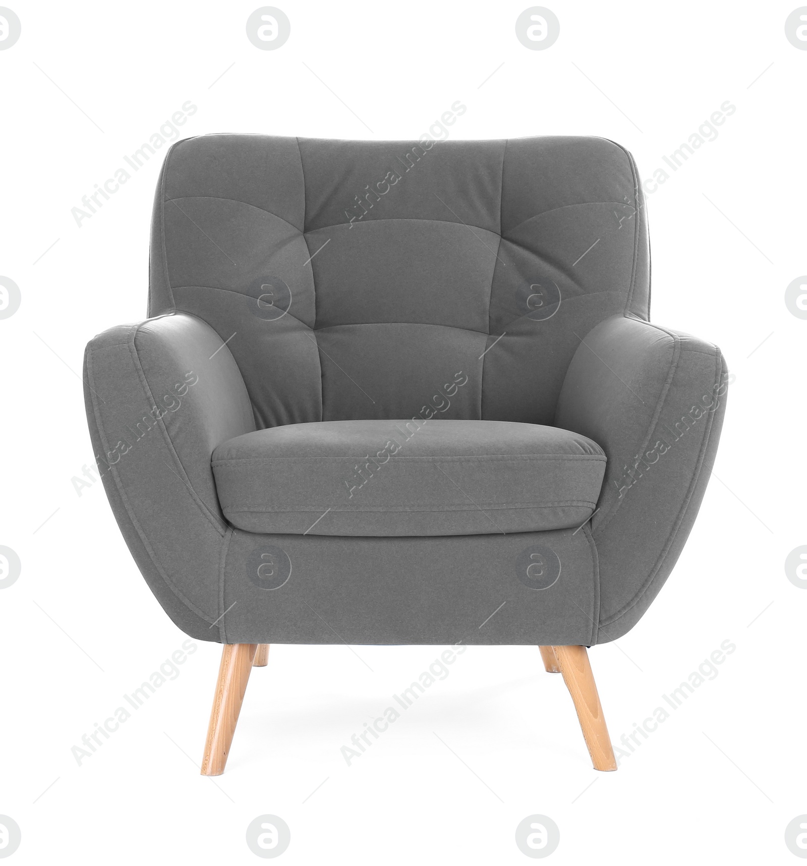 Image of One comfortable grey armchair isolated on white
