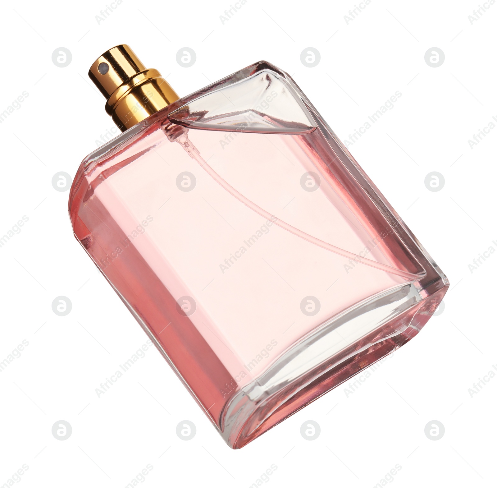 Photo of Luxury women`s perfume in bottle isolated on white