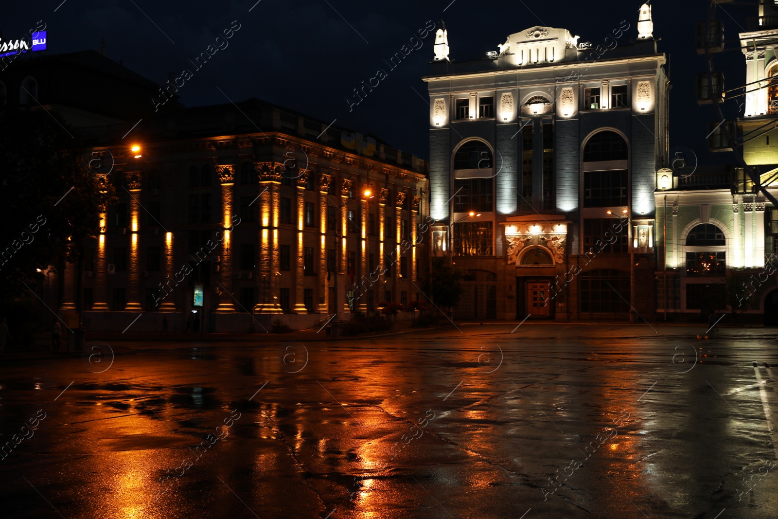 Photo of KYIV, UKRAINE - MAY 21, 2019: Beautiful view of old illuminated buildings