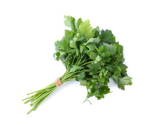 Photo of Bunch of fresh green parsley isolated on white