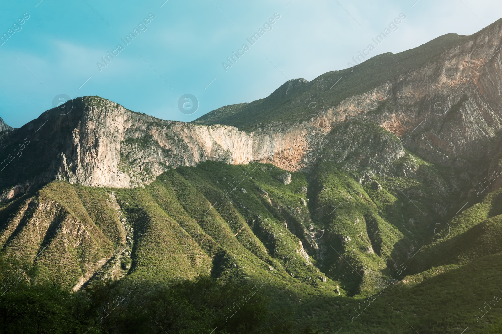 Photo of Picturesque landscape with high mountains under gloomy sky outdoors