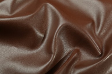 Brown natural leather as background, above view