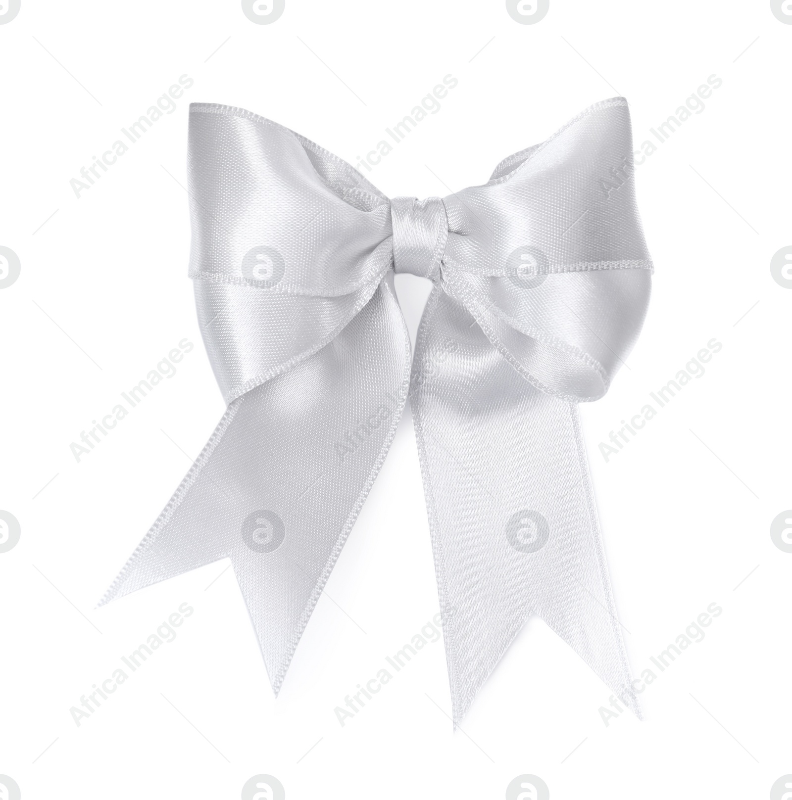 Image of White satin ribbon bow isolated on white