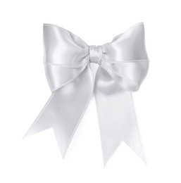 Image of White satin ribbon bow isolated on white