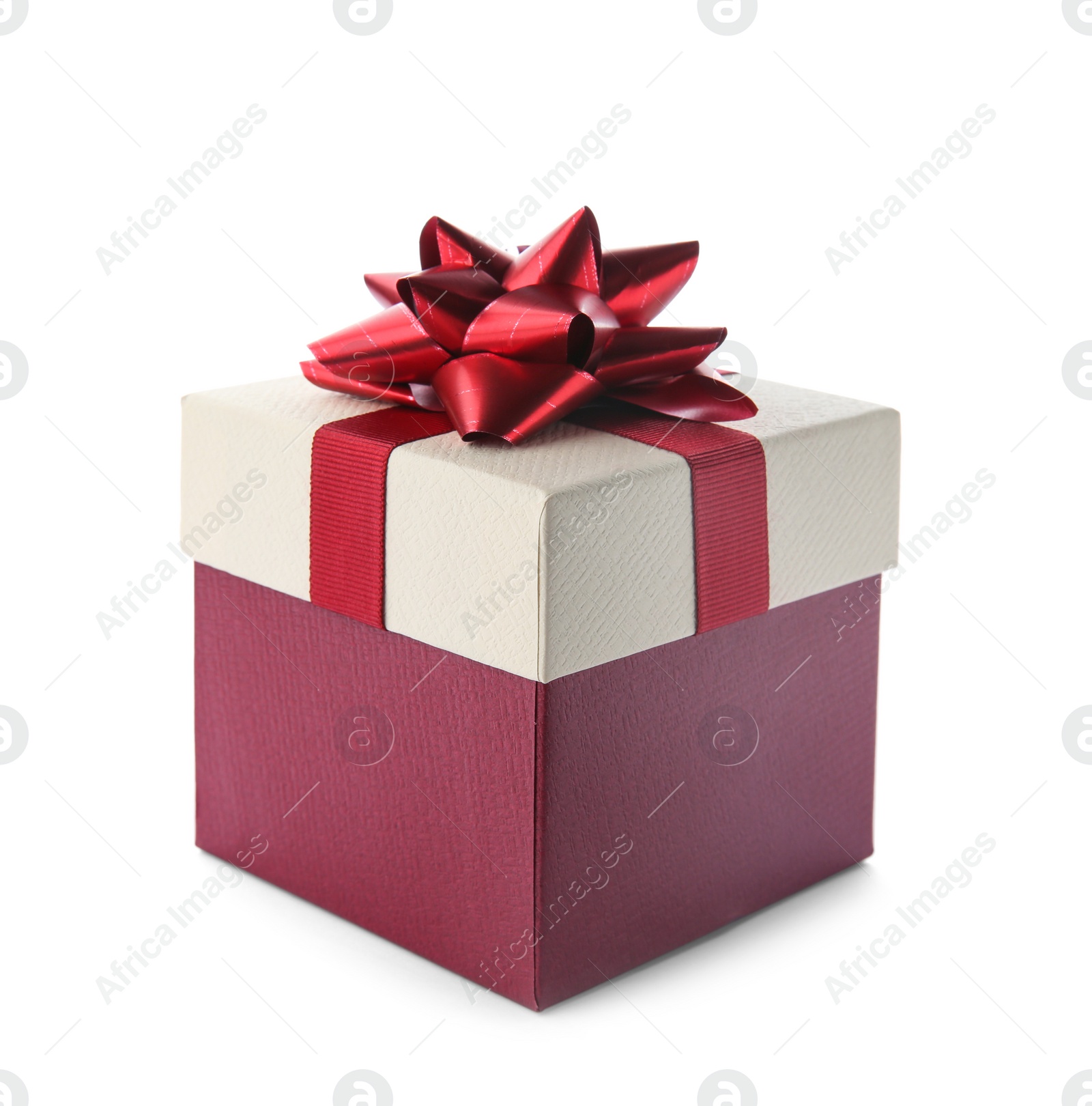 Photo of Beautiful gift box with bow on white background