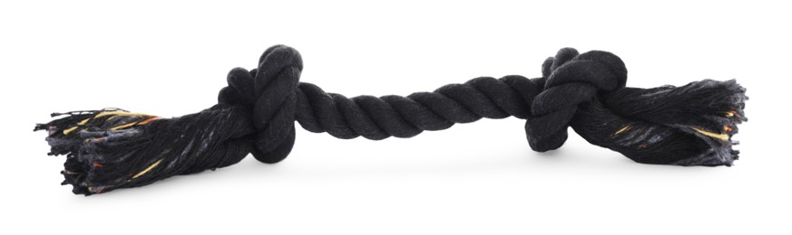Photo of Black rope toy for pet isolated on white