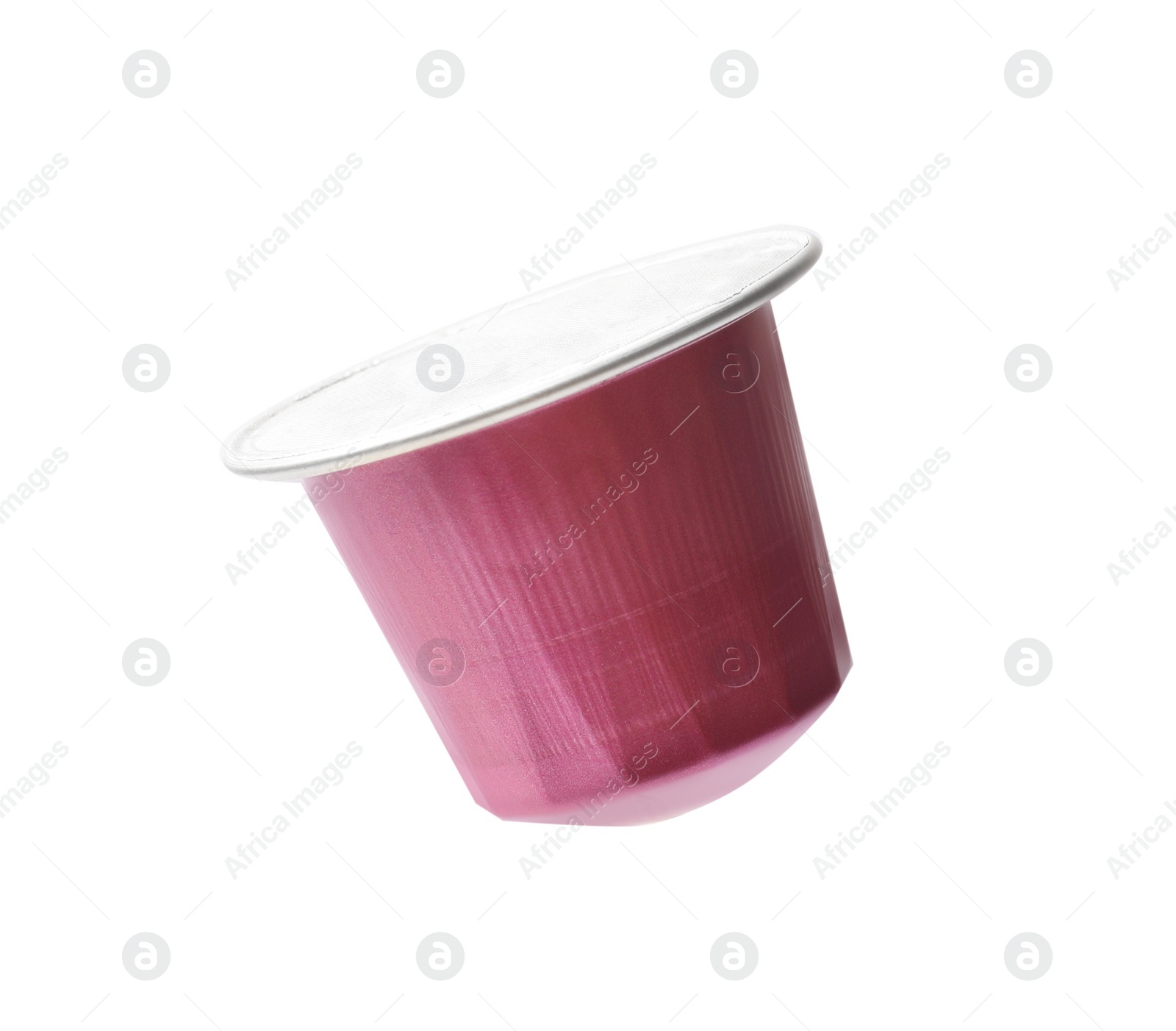 Photo of One plastic coffee capsule isolated on white