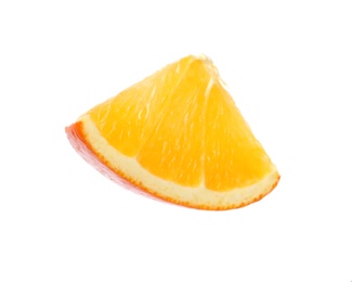 Photo of Fresh juicy orange slice isolated on white