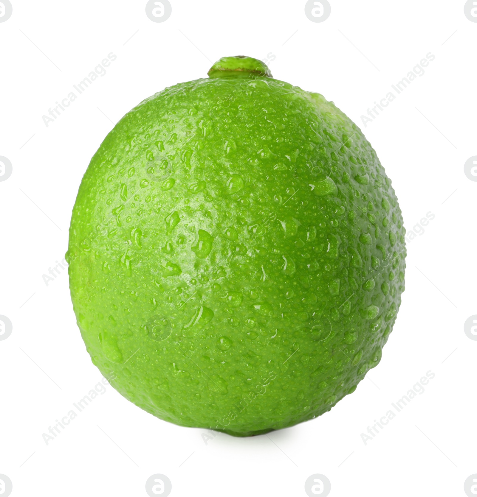 Photo of Fresh green ripe lime with water drops isolated on white