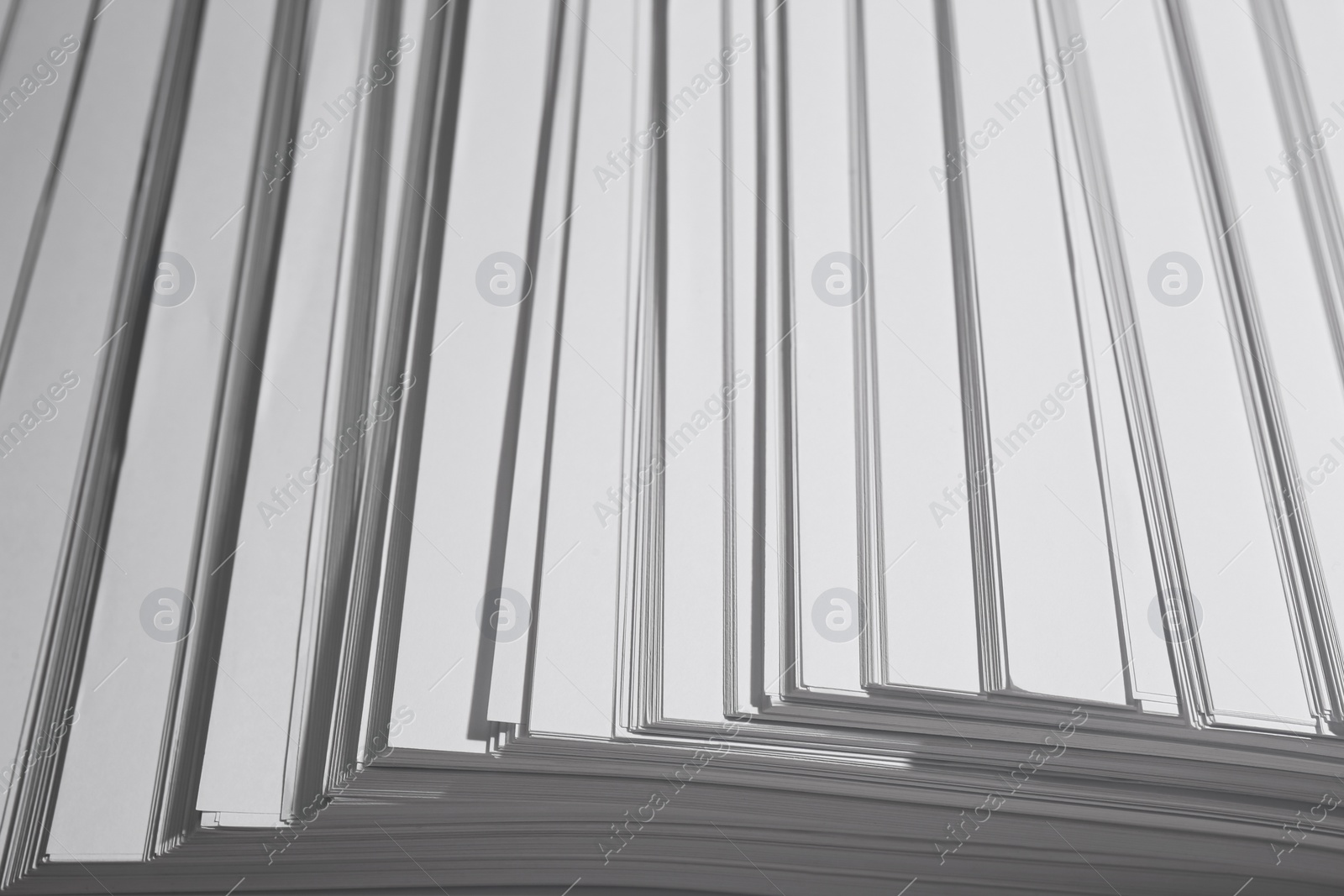 Photo of White paper sheets as background, closeup view