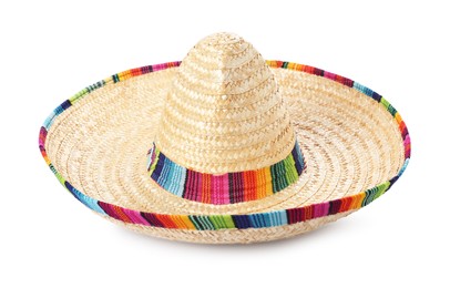 One Mexican sombrero hat isolated on white