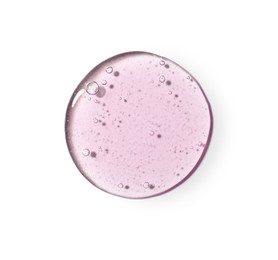 Photo of Sample of cosmetic gel on white background, top view