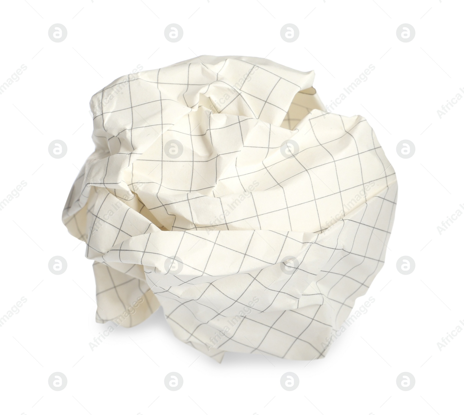 Photo of Crumpled sheet of beige paper isolated on white