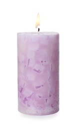 Photo of Alight color wax candle on white background