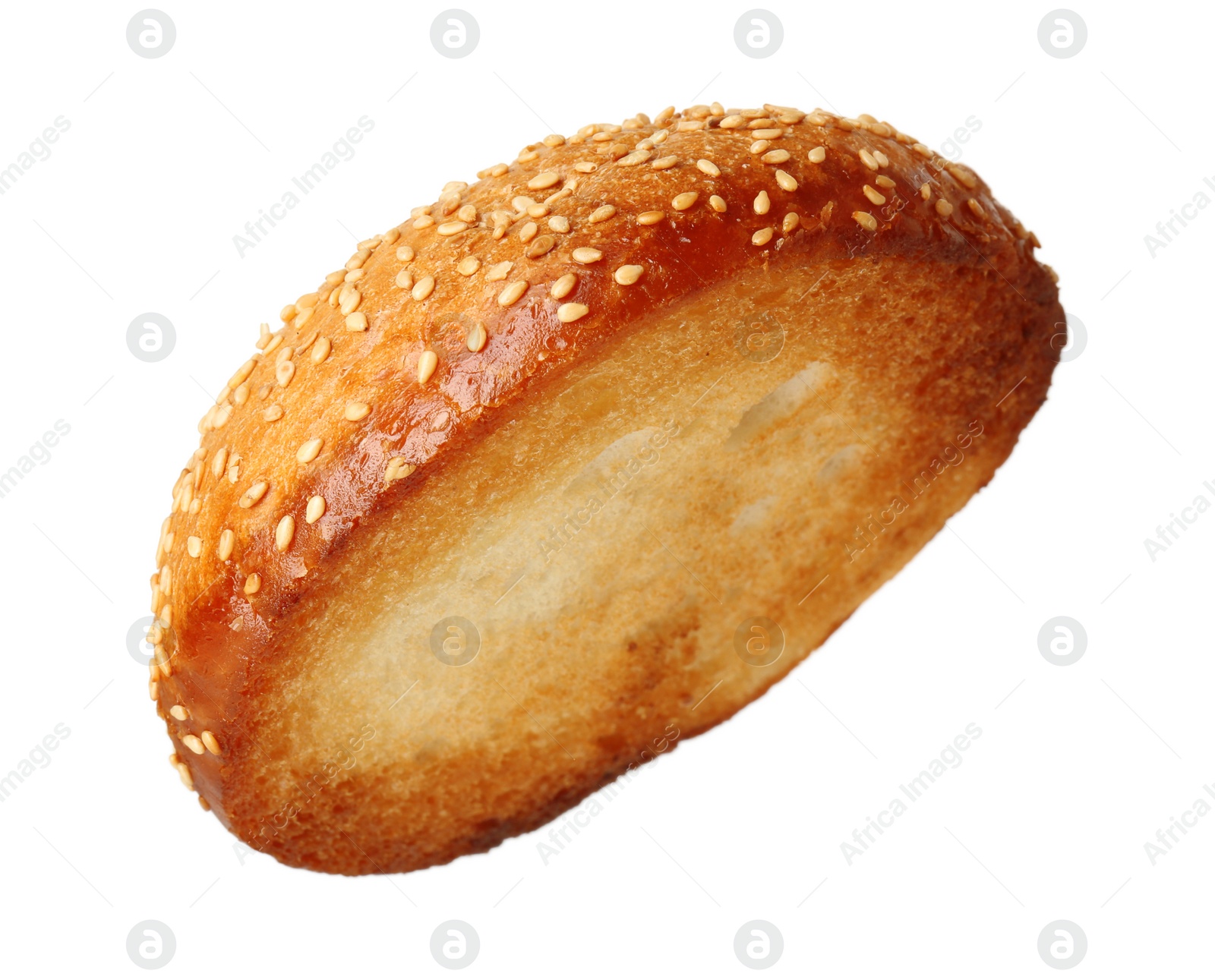 Photo of Half of grilled burger bun isolated on white