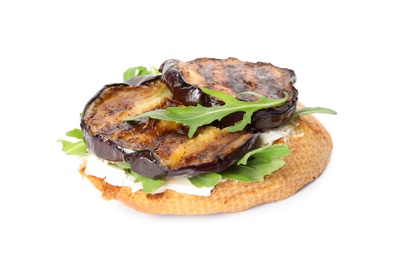 Delicious fresh eggplant sandwich isolated on white