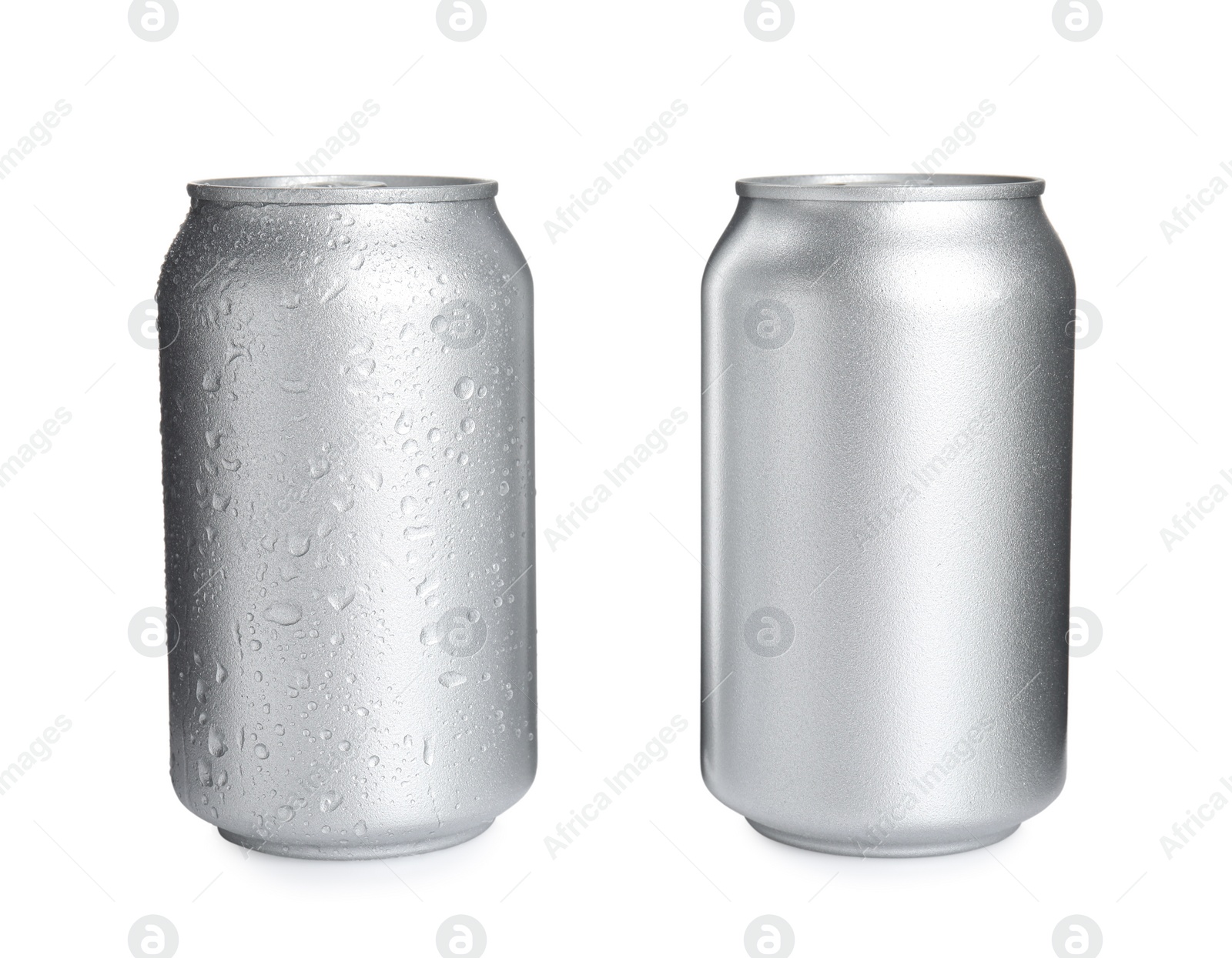 Photo of Aluminium cans of beverage on white background