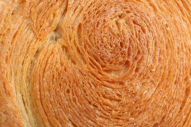 Tasty puff pastry. Supreme croissant as background, closeup