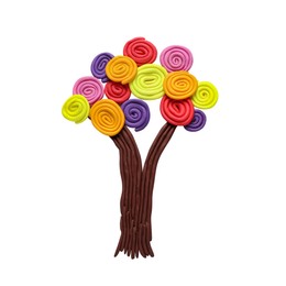 Photo of Beautiful tree made of plasticine isolated on white, top view