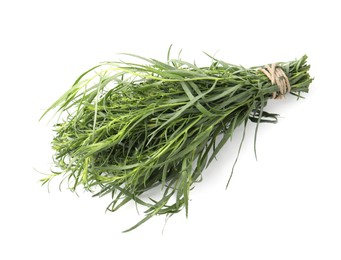 Photo of Bunch of fresh tarragon on white background