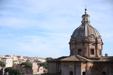 Rome, Italy - February 4, 2024 : Santi Luca e Martina church outdoors