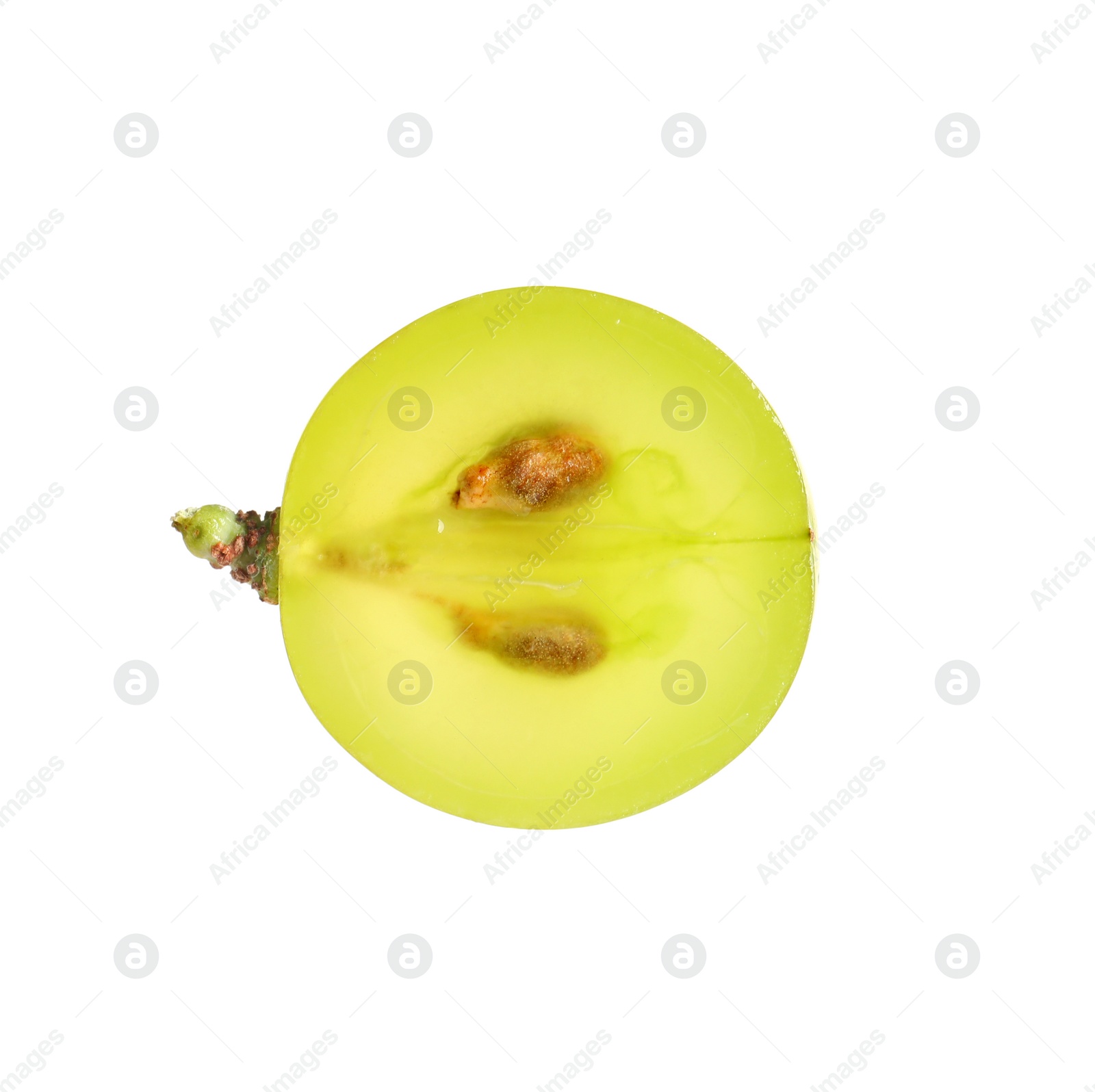 Photo of Half of delicious ripe green grape isolated on white