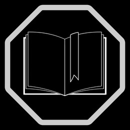 Image of Open book with bookmark in frame, illustration on black background